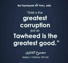 Shirk is corrupution Tawheed is wonderful!